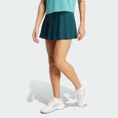 Rückansicht von adidas Pro Climacool Pleated Tennisrock Tenniskleid Damen Aurora Ivy