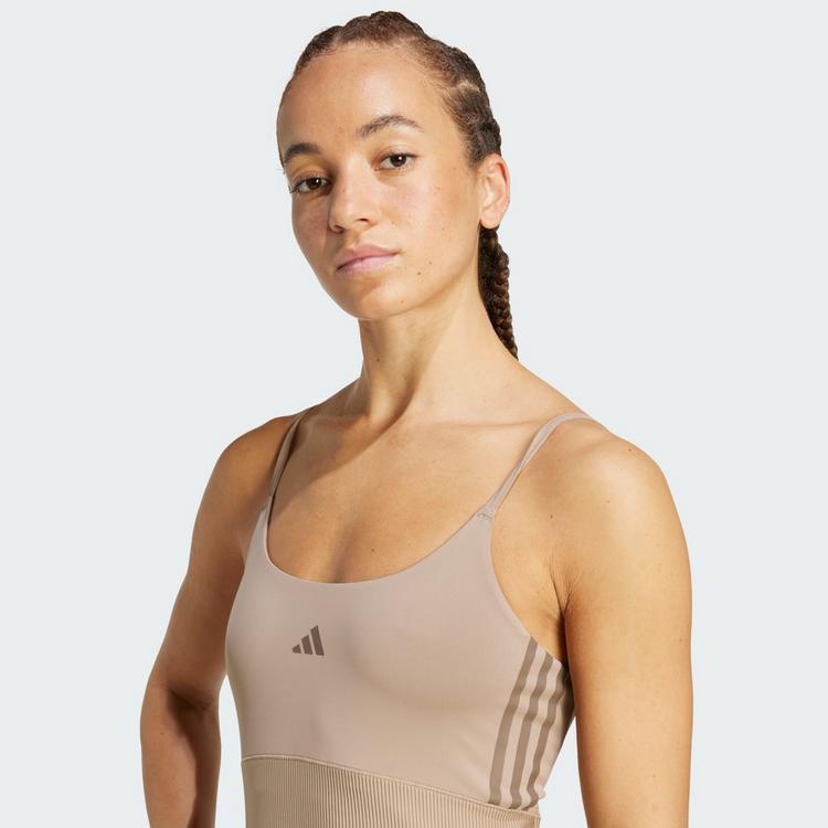 adidas adidas Hyperglam Rib Tanktop Funktionstank Damen - Chalky Brown / Earth Strata - 0 | SportScheck