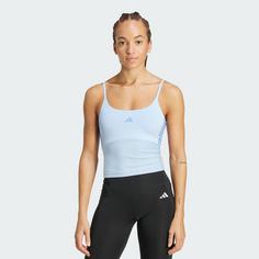 Rückansicht von adidas Hyperglam Rib Tanktop Funktionstank Damen Glow Blue / Blue Fusion
