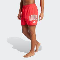 Rückansicht von adidas adidas Badeshorts mit Logo, 5 Zoll Badeshorts Herren Pure Ruby / White