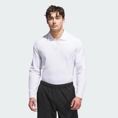 Rückansicht von adidas Beyond Long Sleeve Loose Fit Poloshirt Poloshirt Herren White