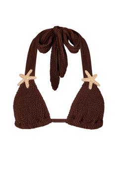 Moda Minx Starfish Scrunch Triangle Top Bikini Oberteil Damen Coffee