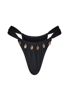 Moda Minx Gold Shells Rouched Fixed Bikini Bottom Bikini Hose Damen Black