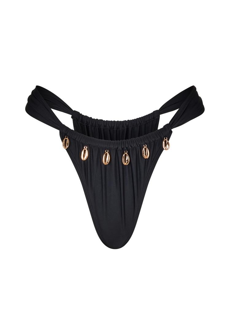 Moda Minx Moda Minx Gold Shells Rouched Fixed Bikini Bottom Bikini Hose Damen - Black - 0 | SportScheck