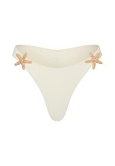 Moda Minx Starfish Fixed Brazilian Bikini Bottom Bikini Hose Damen Coconut