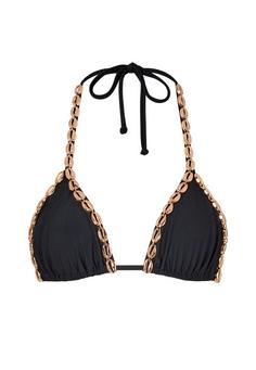 Moda Minx Gold Shells Trim Edge Triangle Top Bikini Oberteil Damen Black