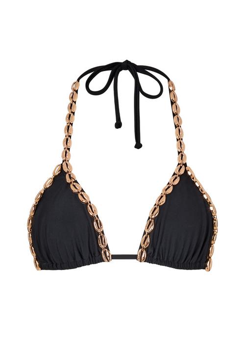 Moda Minx Gold Shells Trim Edge Triangle Top Bikini Oberteil Damen