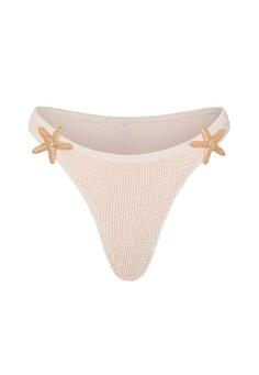 Moda Minx Starfish Scrunch Fixed Bikini Bottom Bikini Hose Damen Coconut