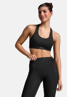 Rückansicht von 2XU Aero Mesh Medium Impact Bra Sport-BH Damen black-silver reflective