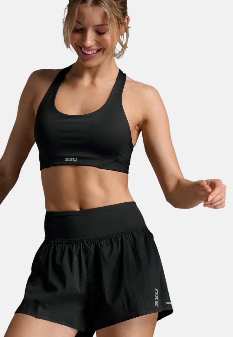 2XU 2XU Aero Hi-Rise 2-in-1 3 Inch Shorts Funktionsshorts Damen - black-silver reflective - 0 | SportScheck