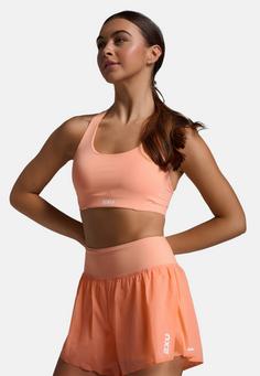 Rückansicht von 2XU Aero Mesh Medium Impact Bra Sport-BH Damen digital peach-white reflective