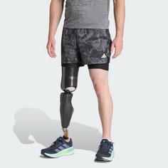 Rückansicht von adidas Own The Run Spray Dye 2-In-1 Shorts Laufshorts Herren Grey Four / Black
