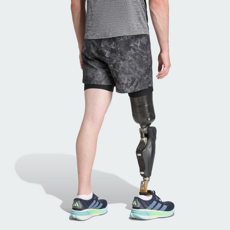 adidas adidas Own The Run Spray Dye 2-In-1 Shorts Laufshorts Herren - Grey Four / Black - 1 | SportScheck