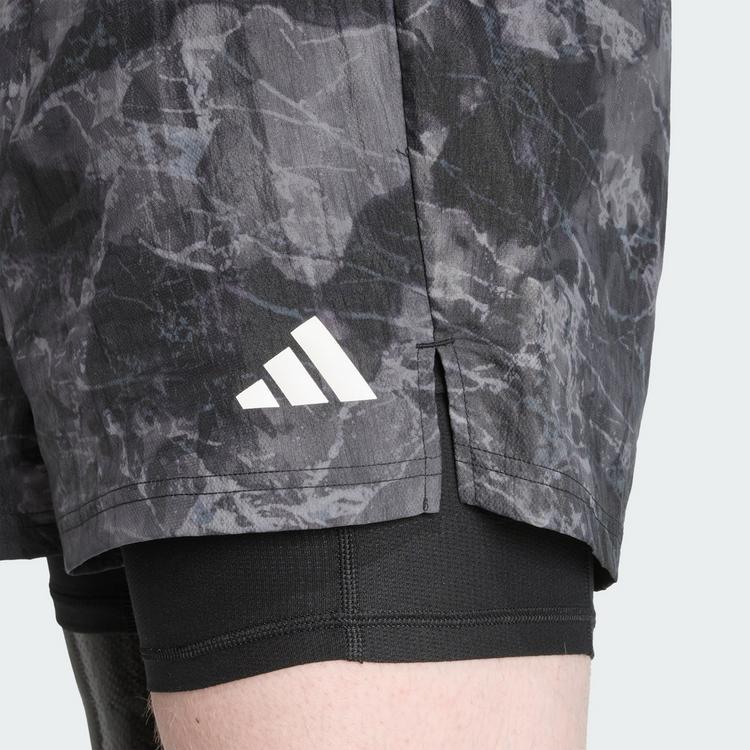 adidas adidas Own The Run Spray Dye 2-In-1 Shorts Laufshorts Herren - Grey Four / Black - 0 | SportScheck