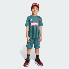 Rückansicht von adidas Marvel Spider-Man T-Shirt-Set für Kinder Trainingsanzug Kinder Preloved Teal / White