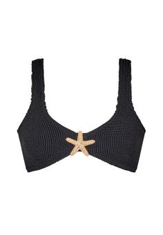 Moda Minx Starfish Scrunch Crop Top Bikini Oberteil Damen Black