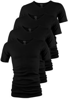 Black Snake 4 Pack V-Neck T-Shirt Classic Unterhemd Herren Schwarz