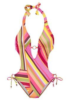 BRUNO BANANI Monokini Badeanzug Damen orange bedruckt