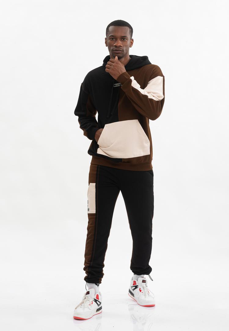 Tom Barron Tom Barron Colorblock Sporty Hoodie Set Trainingsanzug Herren - BROWN - 1 | SportScheck