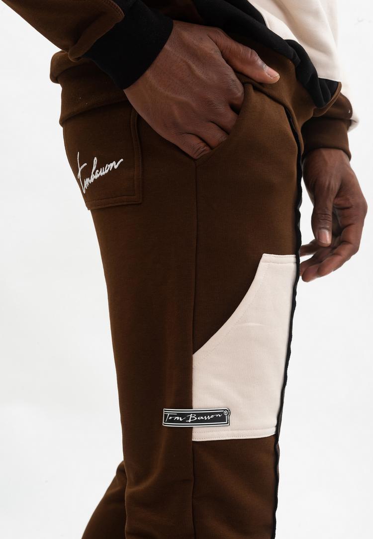 Tom Barron Tom Barron Colorblock Sporty Hoodie Set Trainingsanzug Herren - BROWN - 4 | SportScheck