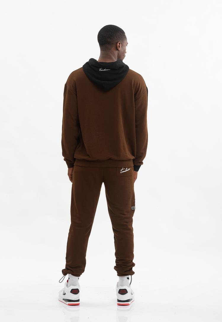 Tom Barron Tom Barron Colorblock Sporty Hoodie Set Trainingsanzug Herren - BROWN - 6 | SportScheck