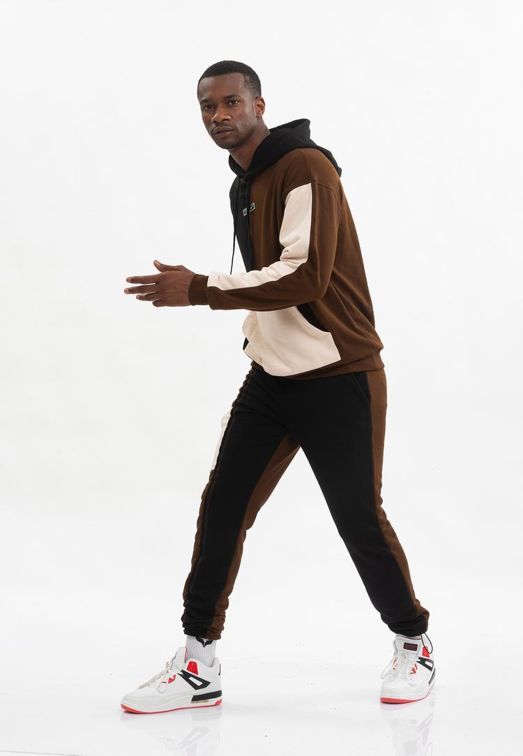 Tom Barron Tom Barron Colorblock Sporty Hoodie Set Trainingsanzug Herren - BROWN - 8 | SportScheck