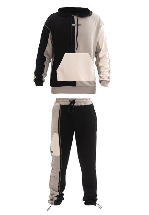 Tom Barron Colorblock Sporty Hoodie Set Trainingsanzug Herren