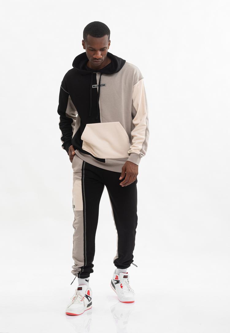 Tom Barron Tom Barron Colorblock Sporty Hoodie Set Trainingsanzug Herren - stone - 7 | SportScheck