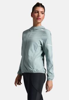 Rückansicht von 2XU Aero Jacket Windbreaker Damen smoke blue-white reflective