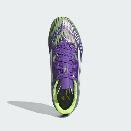 Rückansicht von adidas F50 League Kids FG/MG Fußballschuh Fußballschuhe Kinder Purple Rush / Cloud White / Lucid Lemon