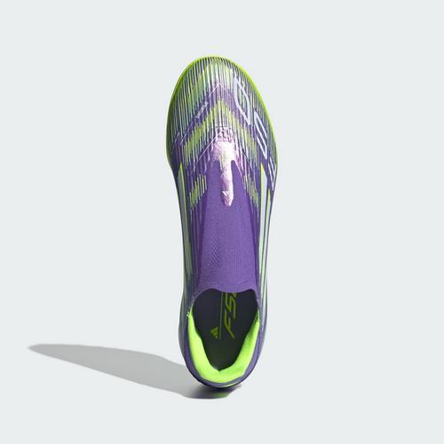 Rückansicht von adidas F50 League Laceless TF Fußballschuh Fußballschuhe Purple Rush / Cloud White / Lucid Lemon