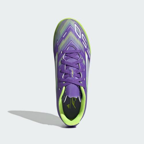 Rückansicht von adidas F50 Club Kunstrasen Fußballschuhe Kinder Fußballschuhe Kinder Purple Rush / Cloud White / Lucid Lemon