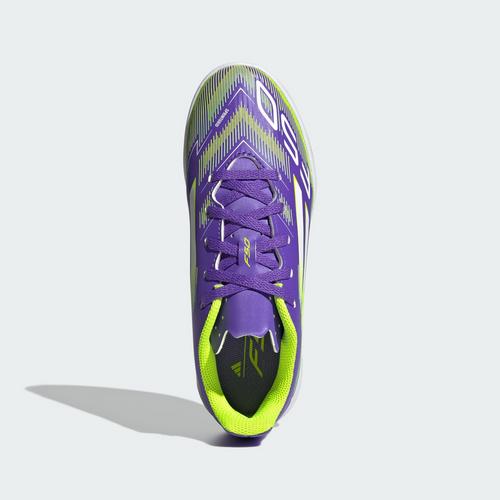 Rückansicht von adidas F50 Club Kids IN Fußballschuh Fußballschuhe Kinder Purple Rush / Cloud White / Lucid Lemon