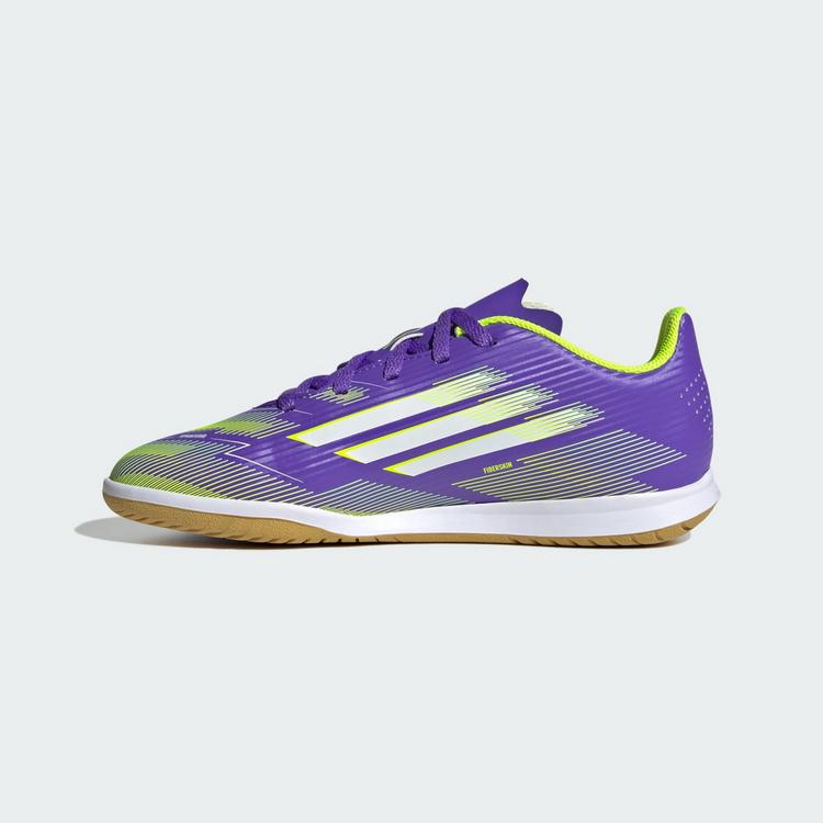 adidas adidas F50 Club Kids Fu&szlig;ballschuh, Hallenb&ouml;den Fu&szlig;ballschuhe Kinder - Purple Rush / Cloud White / Lucid Lemon - 4 | SportScheck