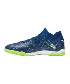 Rückansicht von PUMA FUTURE Match IT Halle Voltage Fußballschuhe blauweissgruen