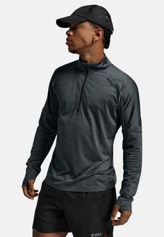 Rückansicht von 2XU Aero 1/2 Zip Funktionsshirt Herren dark sage-black reflective