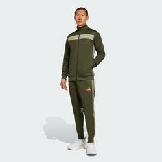 Rückansicht von adidas Tiro 25 Essentials Trainingsanzug Trainingsanzug Herren Night Cargo / Tent Green / Impact Orange