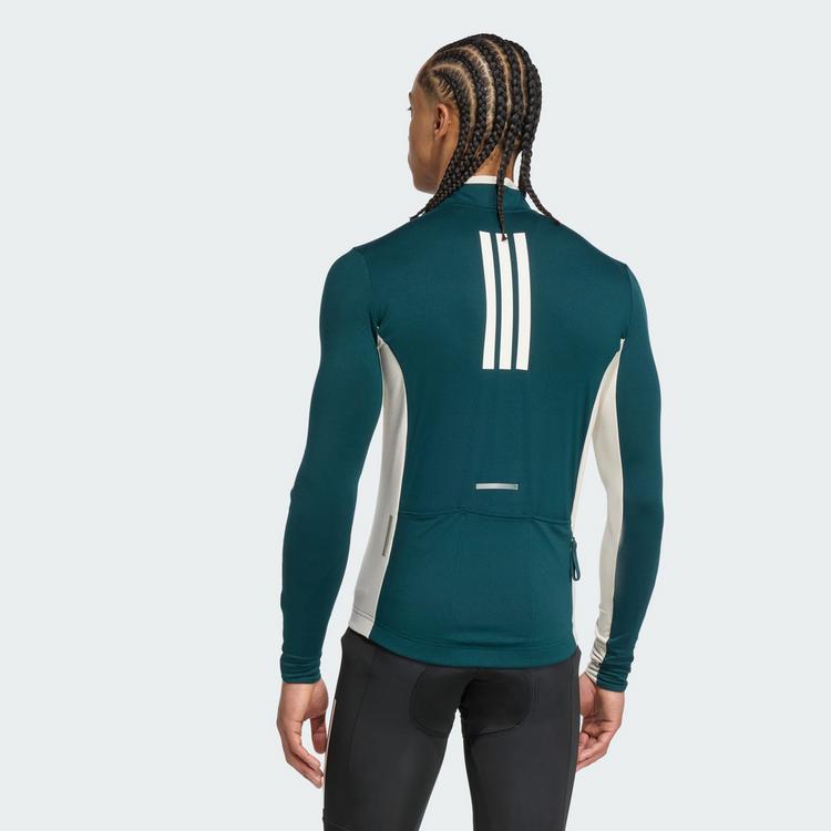 adidas adidas Tempo 3-Streifen lang&auml;rmliges Radtrikot Funktionstop Herren - Green / Alumina - 1 | SportScheck