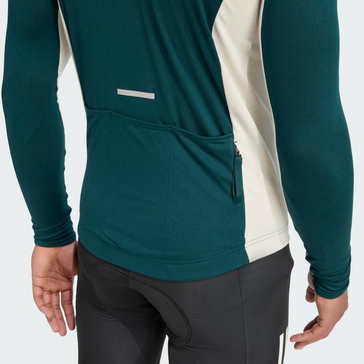adidas adidas Tempo 3-Streifen lang&auml;rmliges Radtrikot Funktionstop Herren - Green / Alumina - 0 | SportScheck