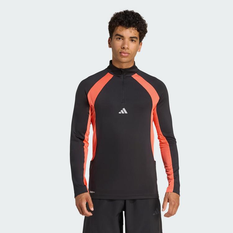 adidas adidas Tech Apparel 1/4 Rei&szlig;verschluss Funktionssweatshirt Herren - Black / Easy Coral - 0 | SportScheck