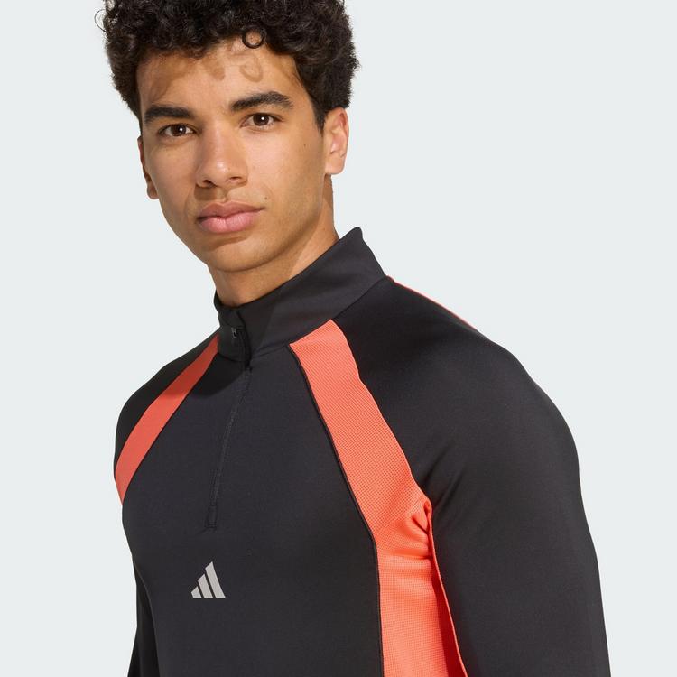 adidas adidas Tech Apparel 1/4 Rei&szlig;verschluss Funktionssweatshirt Herren - Black / Easy Coral - 1 | SportScheck