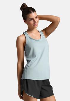 Rückansicht von 2XU Aero Singlet Funktionsshirt Damen smoke blue-white reflective