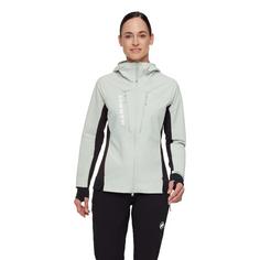 Rückansicht von Mammut Aenergy Hybrid Hooded Softshelljacke Damen silver sage-black