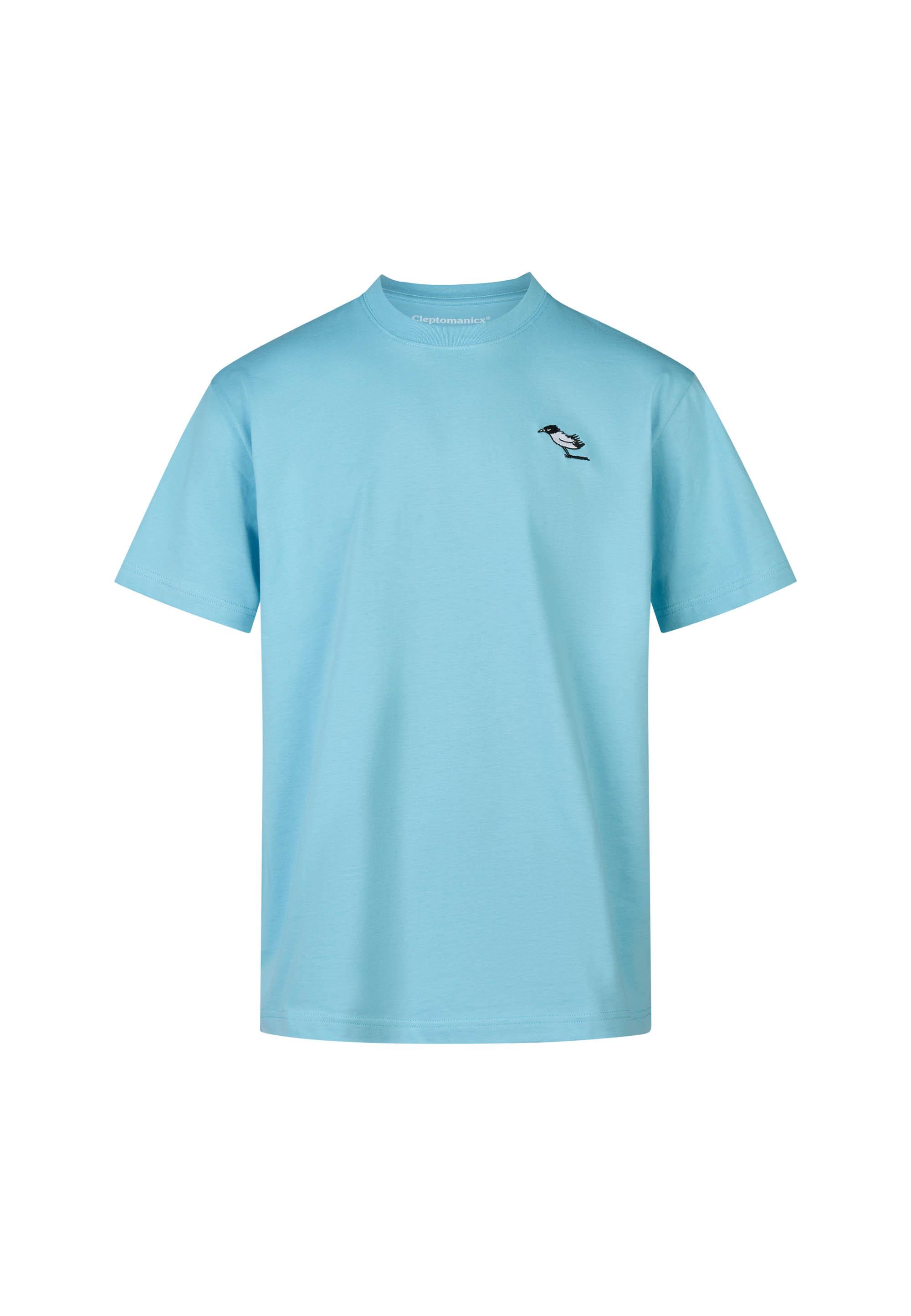 Cleptomanicx Classic Tee Storm Gull Printshirt Herren - Milky Blue