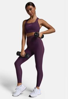 Rückansicht von 2XU Ribbed Hi-Rise Compression Tight Tights Damen port-hyper violet