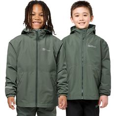 Rückansicht von Jack Wolfskin ICELAND 3IN1 JACKET K Doppeljacke Kinder Slate green / slate green