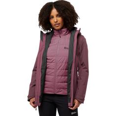 Rückansicht von Jack Wolfskin HUNBERG 3IN1 JKT W Doppeljacke Damen raisin