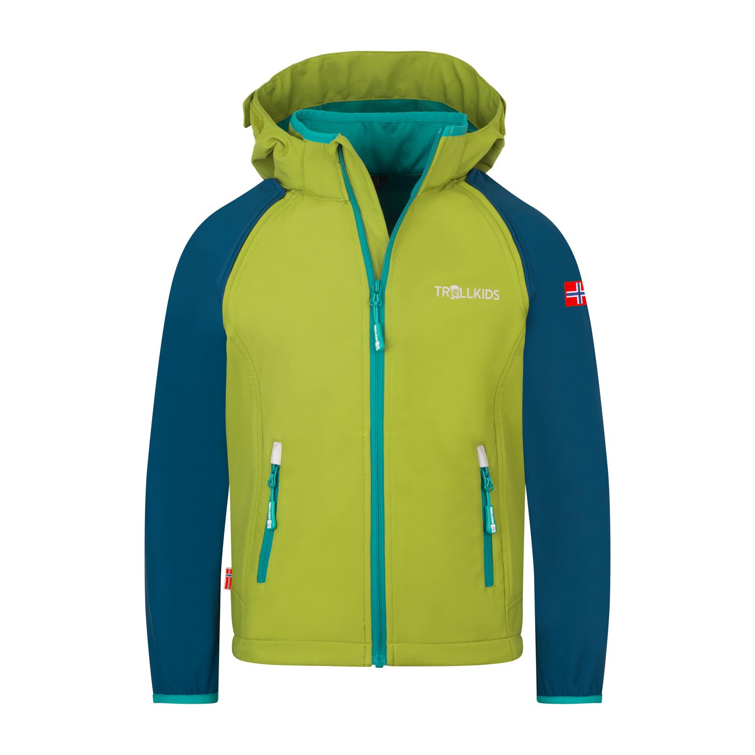 Trollkids Rondane Softshelljacke Kinder - birnengr&uuml;n-madeira blau-seegr&uuml;n