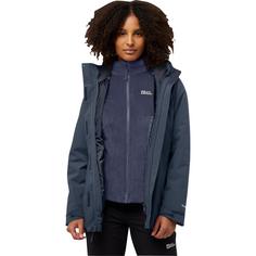 Rückansicht von Jack Wolfskin ROTWAND 3IN1 JKT W Doppeljacke Damen midnight sky