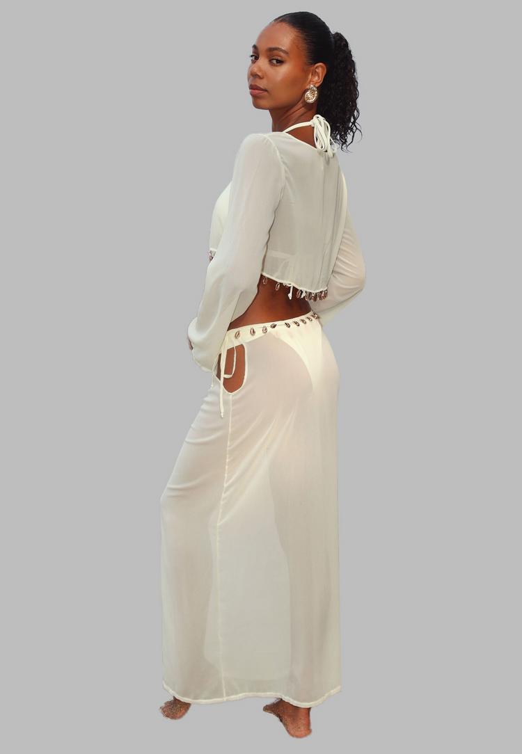 Moda Minx Moda Minx GOLD SHELLS CHIFFON LONG SKIRT Tr&auml;gerkleid Damen - Coconut - 3 | SportScheck